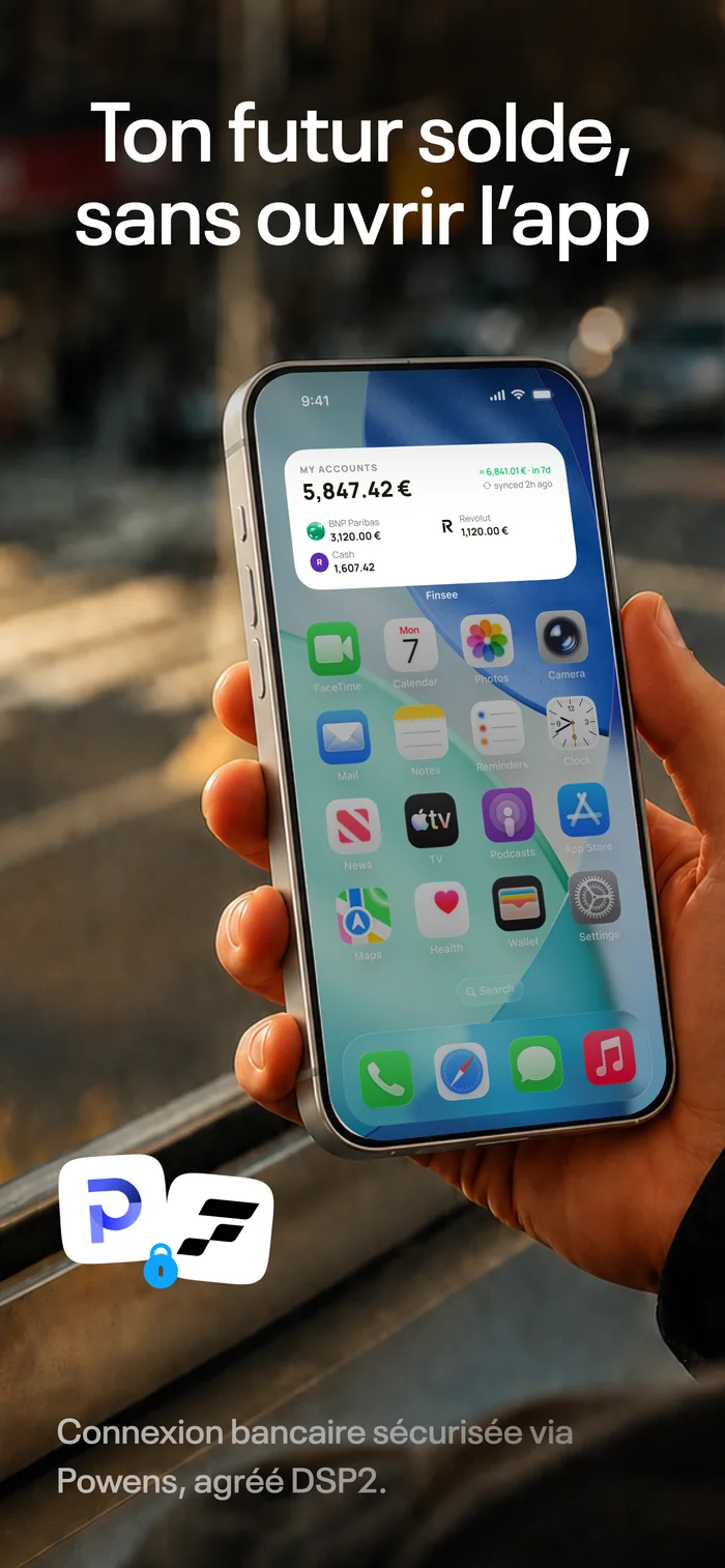 Widget de solde prévisionnel sur l'écran d'accueil