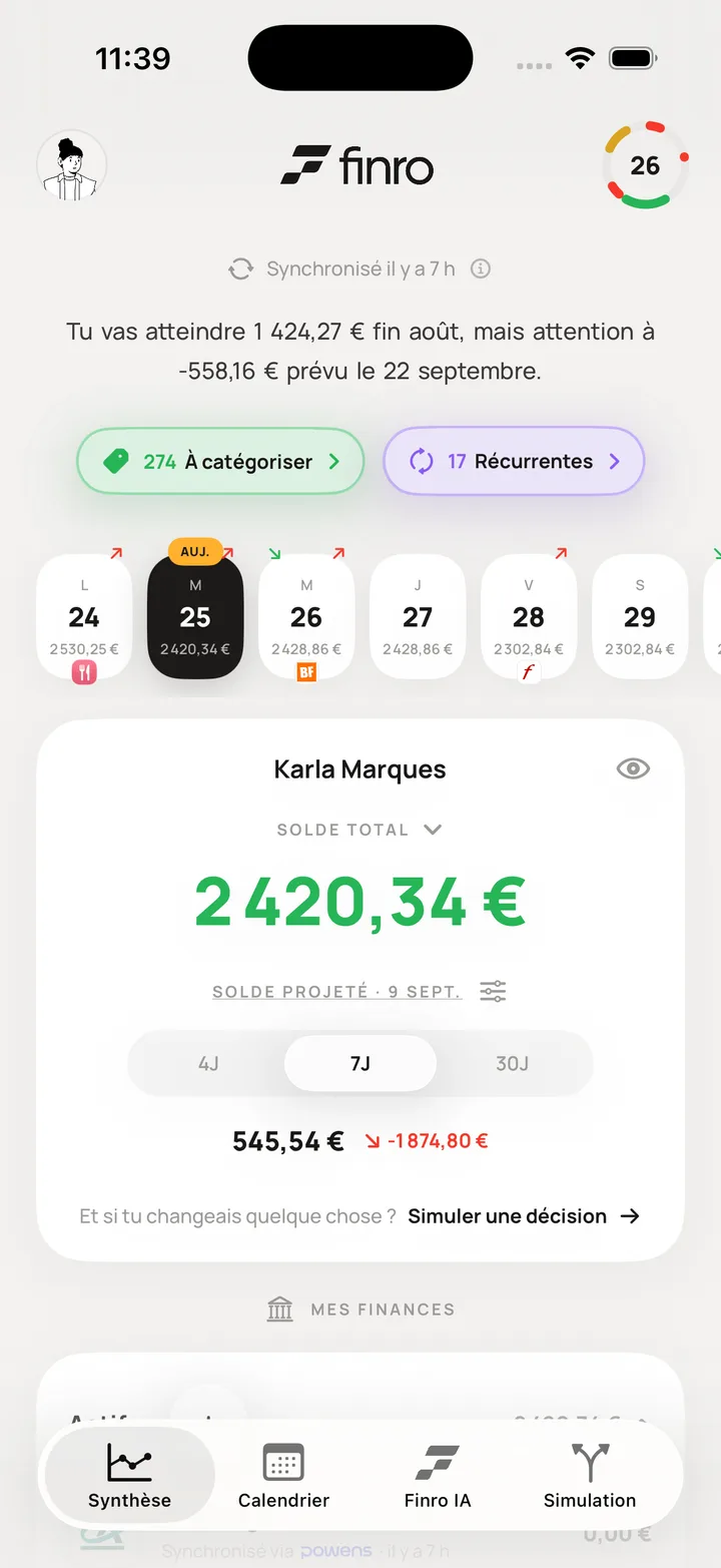 Synthèse de l'app Finro